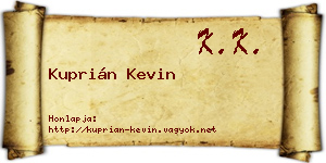 Kuprián Kevin névjegykártya